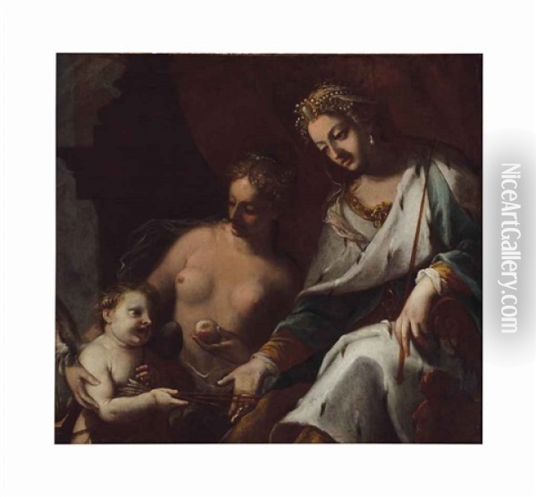 Venus, Juno And Cupid Oil Painting - Pietro (Libertino) Liberi