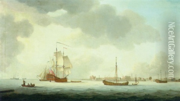 View Of Chatham Oil Painting - Thomas Mitchell