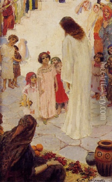 Enfants Dans Une Rue D'orient Oil Painting - Georges Antoine Rochegrosse