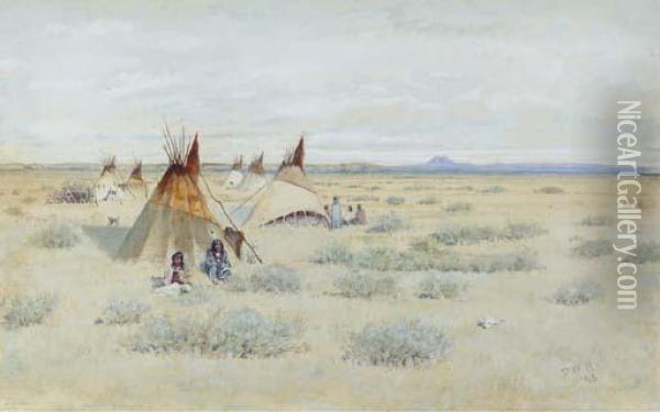 Camp Of Standing Bear Oil Painting - Dwight W. Huntington