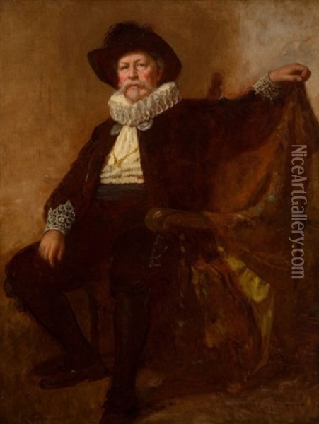 Self-portrait In The Costume Worn By Him At The Twelfth Night Celebration At The Country Club Oil Painting - Eastman Johnson