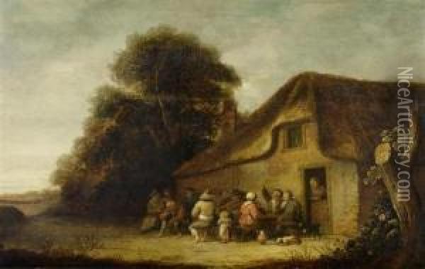 Szene Vor Einem Gasthaus. Oil Painting - Pieter de Bloot