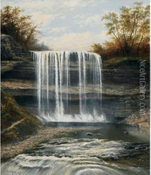 The Waterfall In Erindale, Ont. Oil Painting - Henry Nesbitt Mcevoy