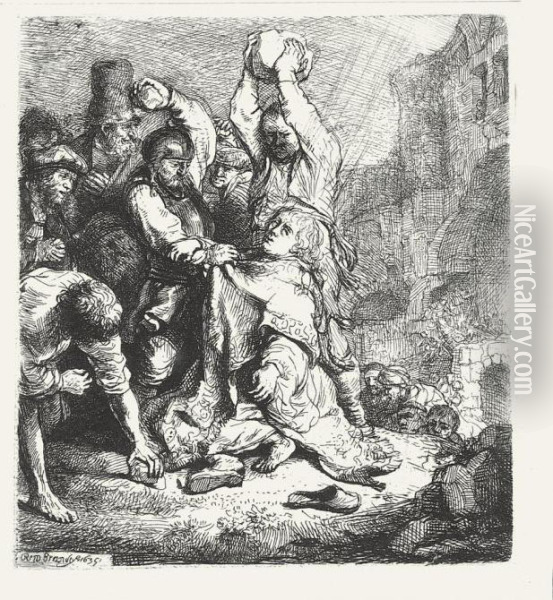 Stoning Of Saint Stephen Oil Painting - Rembrandt Van Rijn
