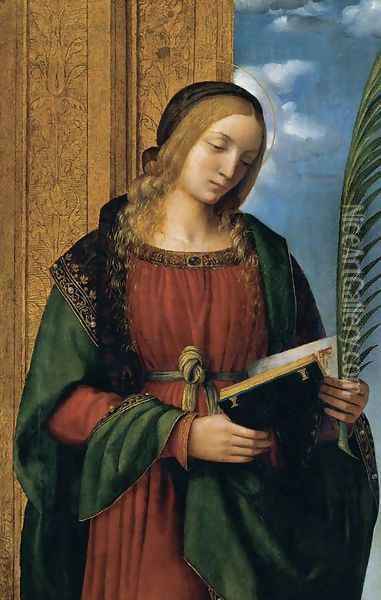 A Female Martyr c. 1510 Oil Painting - Bernardino Luini