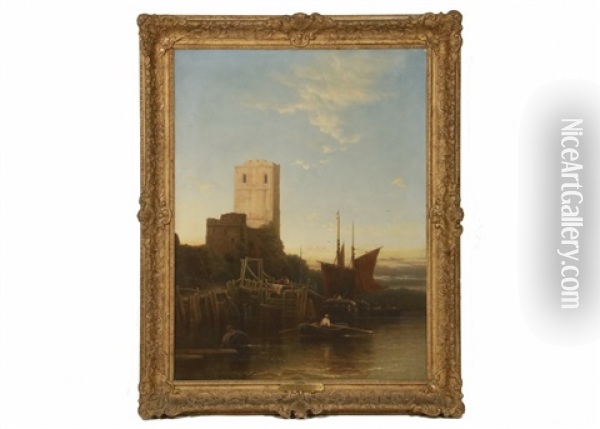 On The Medway Oil Painting - George Stainton