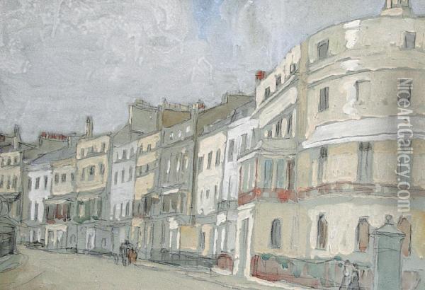 Lewes Crescent, Brighton Oil Painting - Horace Mann Livens