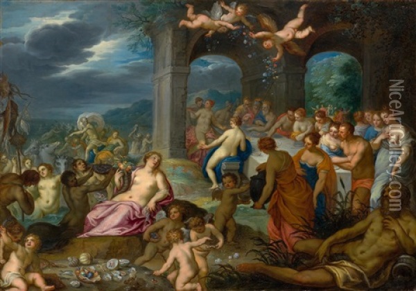 The Wedding Of Neptune And Amphitrite Or The Wedding Of Peleus And Thetis Oil Painting - Hans Rottenhammer the Elder