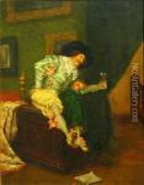 A Cavalier's Tipple Oil Painting - Ferdinand Victor Leon Roybet