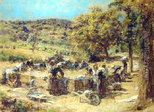 Washday Oil Painting - Leon Augustin Lhermitte