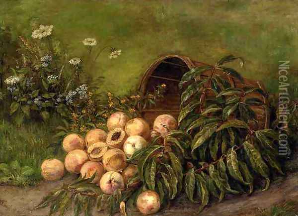 Still Life with Peaches Oil Painting - Thomas Worthington Whittredge
