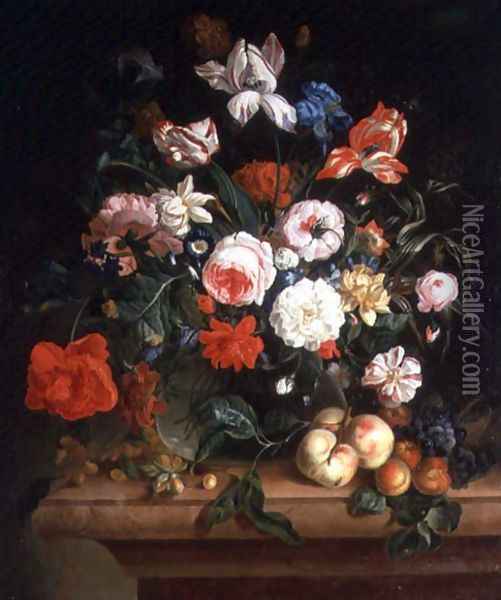 Still Life, flowers and fruit Oil Painting - Maria Ivanovna Rokass-Ouskaja