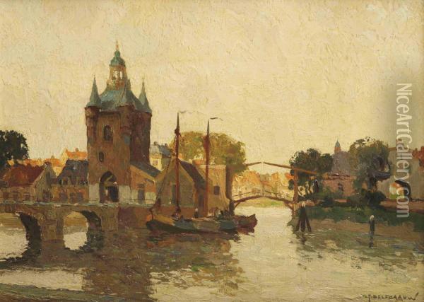 A View Of The Zuidhavenpoort, Zierikzee Oil Painting - Gerarrd Delfgaauw