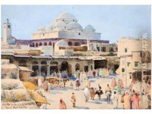Tunis, 
Bab-souika Oil Painting - Jeno, Eugene Koszkol