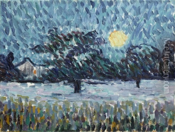 Winternacht Oil Painting - Giovanni Giacometti