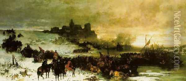 Czarniecki at the battle of Koldynga Oil Painting - Josef von Brandt