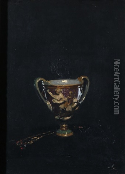 The Canticelli Vase (or The Wedgwood Bowl/china Cup And Necklace) Oil Painting - William Nicholson