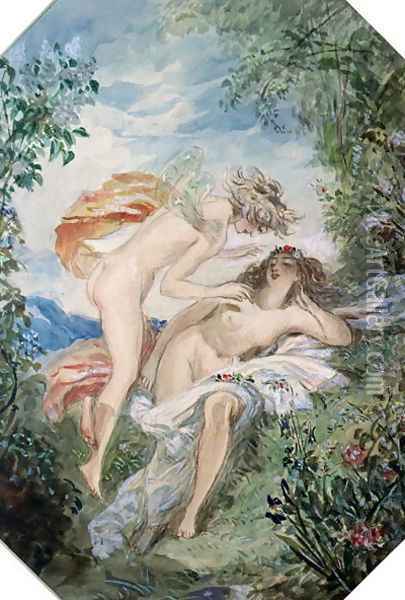 Flora and Zephyr Oil Painting - Alfred-Edward Chalon