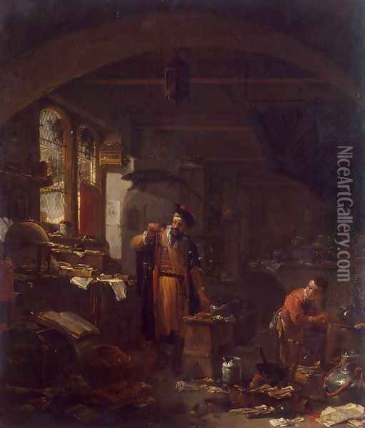 An Alchemist Oil Painting - Thomas Wijck