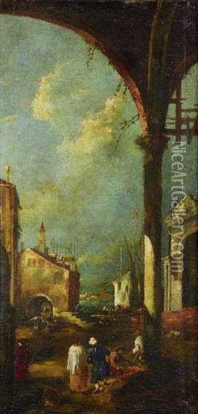 Venetian Capriccios, A Pair Oil Painting - Francesco Guardi