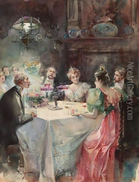 The Sparkling Conversationist Oil Painting - Walter Granville-Smith