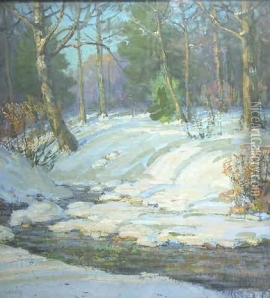 Winter Stream Oil Painting - Walter Koeniger
