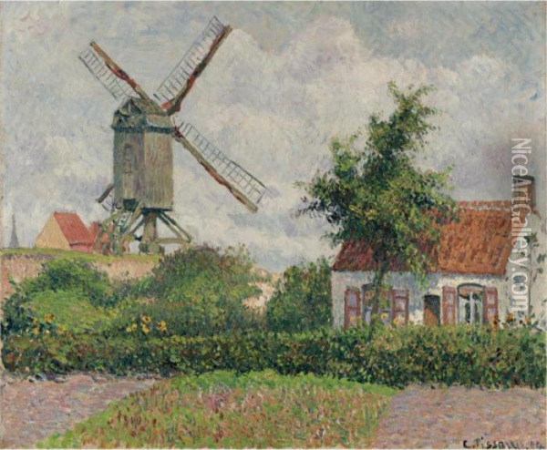 Le Kalfmolen A Knokke Oil Painting - Camille Pissarro