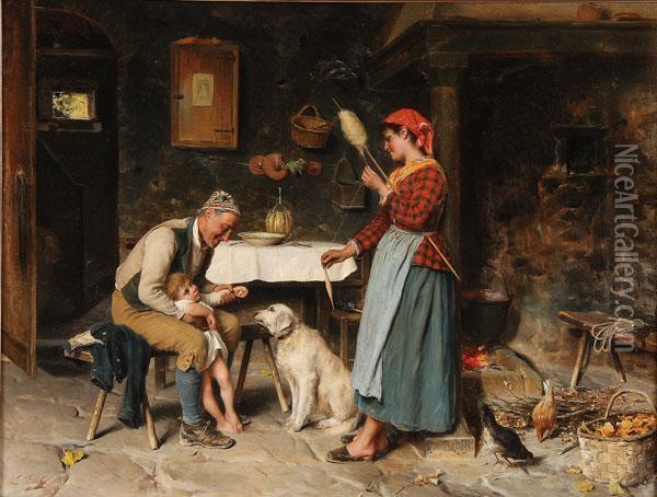 The Happy Family Oil Painting - Luigi Bechi