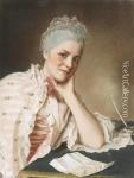 Portrait De Mademoiselle Louise Jacquet Oil Painting - Etienne Liotard