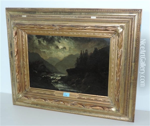 Flusslandschaft Im Mondesschein Oil Painting - Ludwig Correggio