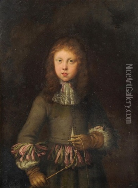 Portrait Eines Edlen Junglings Mit Peitsche Oil Painting - Jan van Noordt