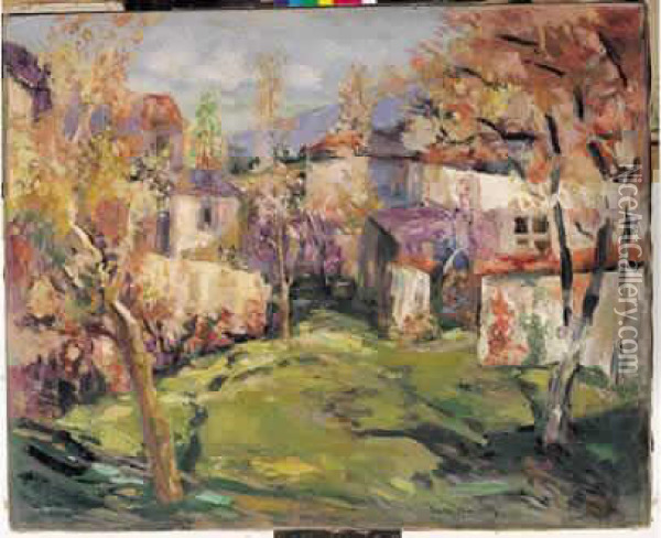Hameau Dans Un Paysage, Au Printemps Oil Painting - Victor Charreton