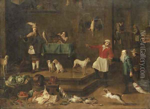 The interior of a palace kitchen Oil Painting - David The Younger Teniers
