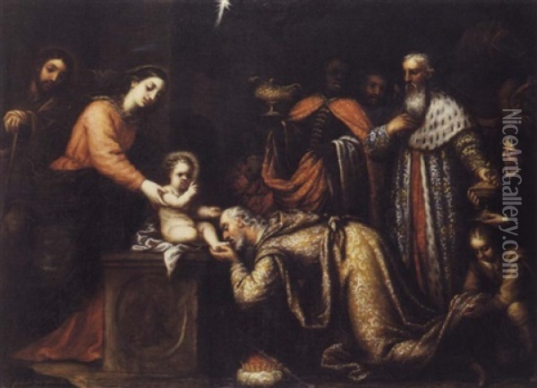 L'adoration Des Mages Oil Painting - Josef Garcia el Hidalgo
