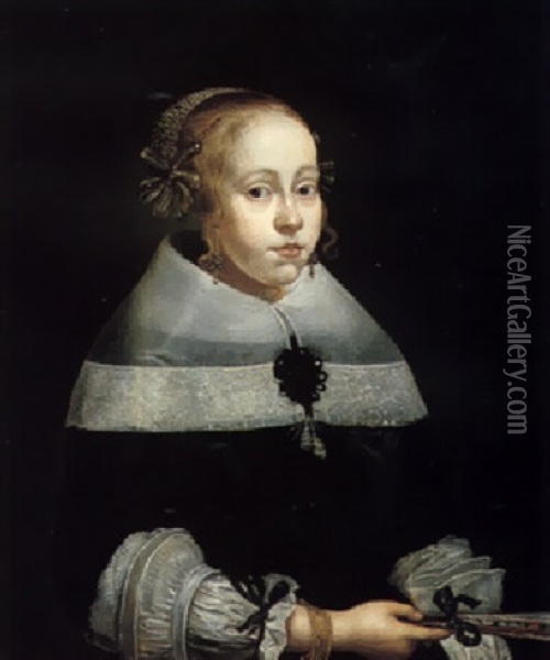 Portrait Of A Girl, Half Length Oil Painting - Jan Albert Rootius