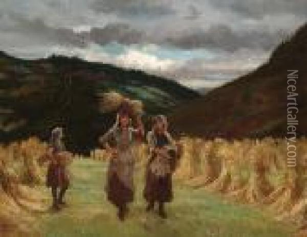Harvesters Oil Painting - David Murray