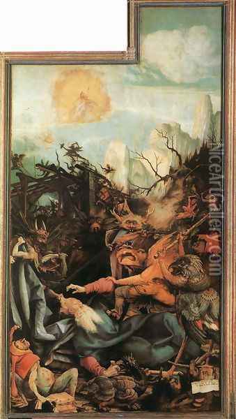 The Temptation of St. Anthony (The Isenheimer Altarpiece) 1510-1515 Oil Painting - Matthias Grunewald (Mathis Gothardt)