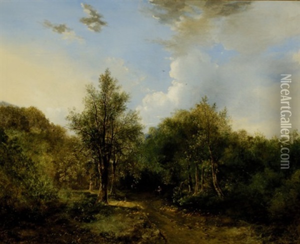 View Of A Forest Oil Painting - Jan Pieter Waterloo