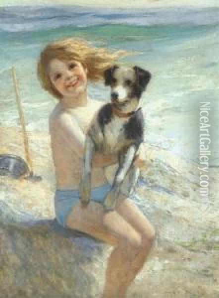 The Young Bather Atetaples Oil Painting - August Ternes