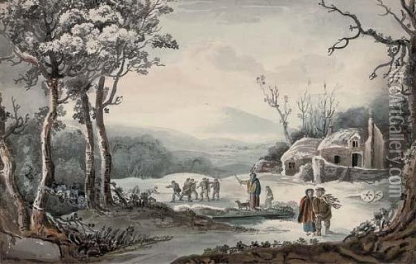Dublin Mountains In The Snow Oil Painting - John Henry Campbell