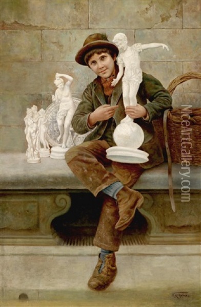 Der Porzellanfigurenverkaufer Oil Painting - Vittorio Rignano