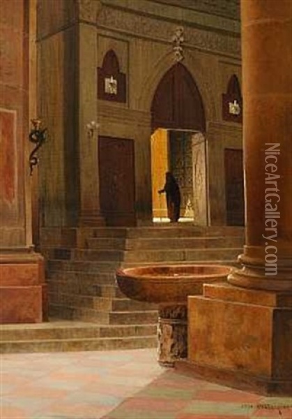Interior Fra En Kirke I Venedig Oil Painting - Josef Theodor Hansen