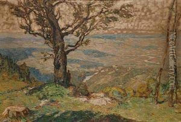 A Landscape With A Pilgrim Oil Painting - Alois Kalvoda