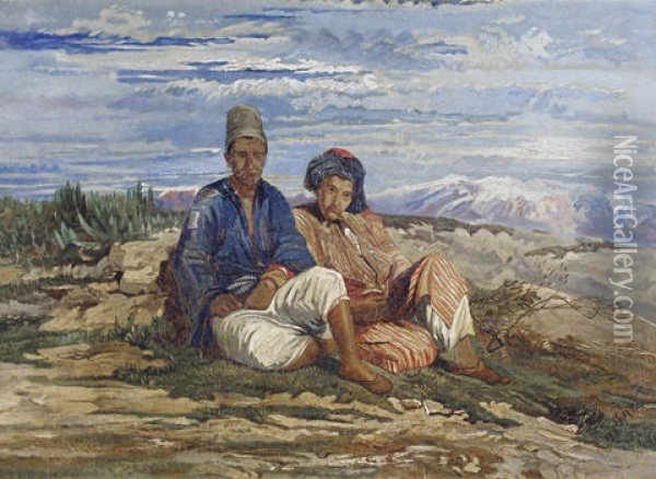 Two Figures At Rest, Turkey Oil Painting - William James Mueller