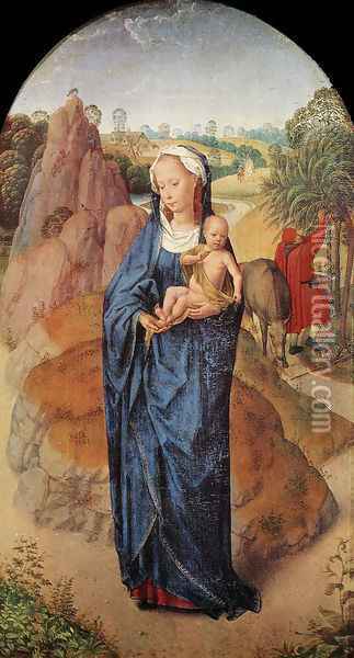 Virgin and Child in a Landscape Oil Painting - Hans Memling