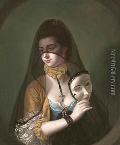 A Lady in a Masquerade Habit Oil Painting - Henry Robert Morland