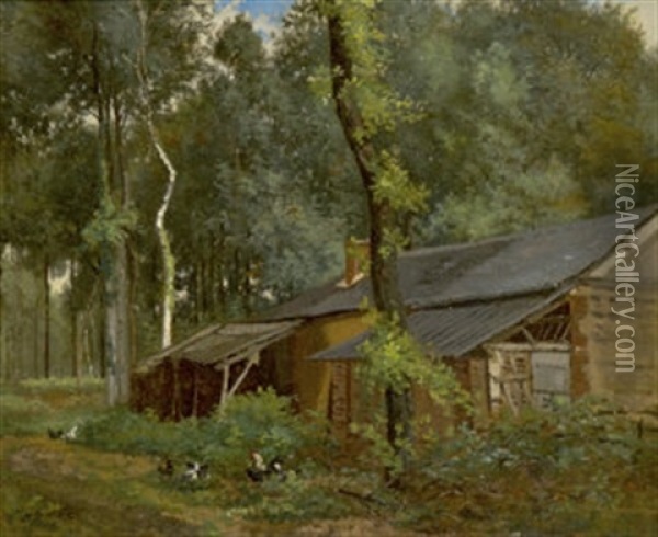 Secluded Farmhouse Oil Painting - Alfred-Eugene Capelle