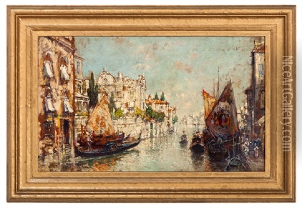 Canal In Venice Oil Painting - Arthur Vidal Diehl