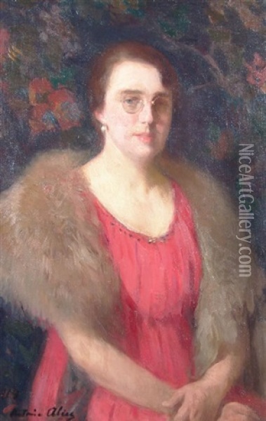 Mujer En Rojo Oil Painting - Antonio Alice