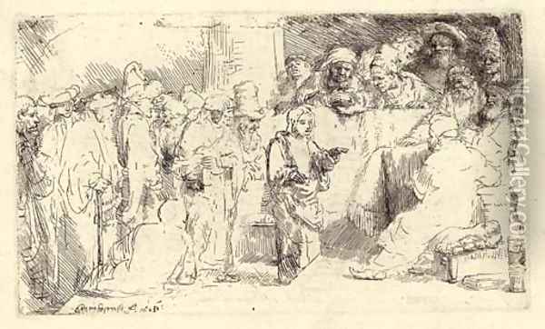 Christ disputing with the Doctors A Sketch Oil Painting - Rembrandt Van Rijn